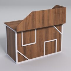 Стол для компьютера СК-31А с экраном СТРОНГ в стиле ЛОФТ декор №4, Орех + металлический каркас Белый