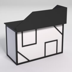 Стол для компьютера СК-31А с экраном СТРОНГ в стиле ЛОФТ декор №4, Черный и Белый