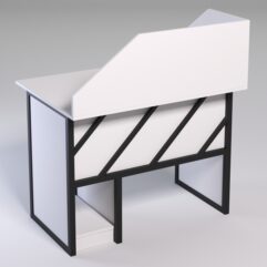 Стол для компьютера СК-32 с экраном СТРОНГ в стиле ЛОФТ декор №2, Белый