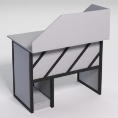 Стол для компьютера СК-32 с экраном СТРОНГ в стиле ЛОФТ декор №2, Серый