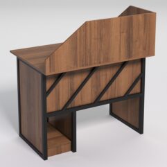 Стол для компьютера СК-32 с экраном СТРОНГ в стиле ЛОФТ декор №2, Орех