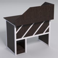 Стол для компьютера СК-32 с экраном СТРОНГ в стиле ЛОФТ декор №2, Дуб Венге + металлический каркас Белый