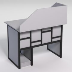 Стол для компьютера СК-32 с экраном СТРОНГ в стиле ЛОФТ декор №3, Серый