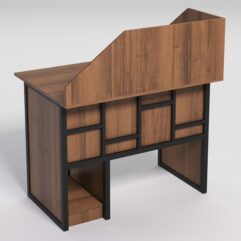 Стол для компьютера СК-32 с экраном СТРОНГ в стиле ЛОФТ декор №3, Орех