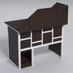 Стол для компьютера СК-32 с экраном СТРОНГ в стиле ЛОФТ декор №3, Дуб Венге + металлический каркас Белый