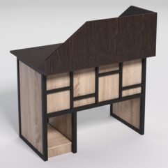 Стол для компьютера СК-32 с экраном СТРОНГ в стиле ЛОФТ декор №3, Дуб Венге и Дуб Сонома