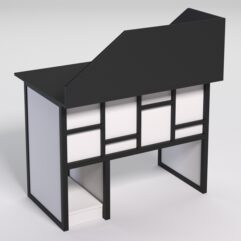 Стол для компьютера СК-32 с экраном СТРОНГ в стиле ЛОФТ декор №3, Черный и Белый