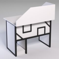 Стол для компьютера СК-32 с экраном СТРОНГ в стиле ЛОФТ декор №4, Белый