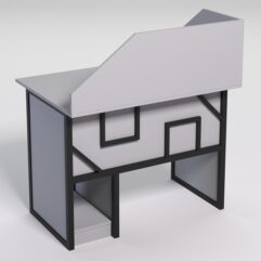 Стол для компьютера СК-32 с экраном СТРОНГ в стиле ЛОФТ декор №4, Серый