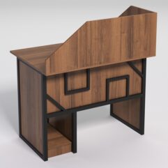 Стол для компьютера СК-32 с экраном СТРОНГ в стиле ЛОФТ декор №4, Орех