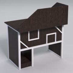 Стол для компьютера СК-32 с экраном СТРОНГ в стиле ЛОФТ декор №4, Дуб Венге + металлический каркас Белый