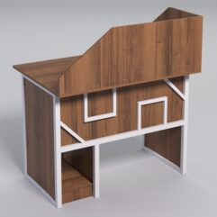 Стол для компьютера СК-32 с экраном СТРОНГ в стиле ЛОФТ декор №4, Орех + металлический каркас Белый