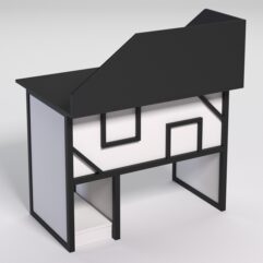 Стол для компьютера СК-32 с экраном СТРОНГ в стиле ЛОФТ декор №4, Черный и Белый