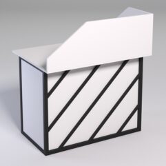 Стол для компьютера СК-32А с экраном СТРОНГ в стиле ЛОФТ декор №2, Белый