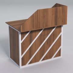 Стол для компьютера СК-32А с экраном СТРОНГ в стиле ЛОФТ декор №2, Орех + металлический каркас Белый