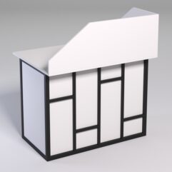 Стол для компьютера СК-32А с экраном СТРОНГ в стиле ЛОФТ декор №3, Белый