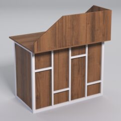 Стол для компьютера СК-32А с экраном СТРОНГ в стиле ЛОФТ декор №3, Орех + металлический каркас Белый