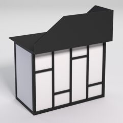 Стол для компьютера СК-32А с экраном СТРОНГ в стиле ЛОФТ декор №3, Черный и Белый