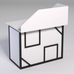 Стол для компьютера СК-32А с экраном СТРОНГ в стиле ЛОФТ декор №4, Белый