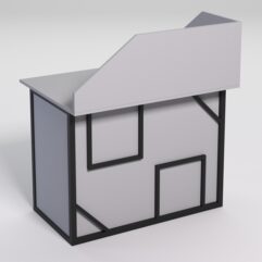 Стол для компьютера СК-32А с экраном СТРОНГ в стиле ЛОФТ декор №4, Серый