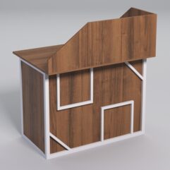 Стол для компьютера СК-32А с экраном СТРОНГ в стиле ЛОФТ декор №4, Орех + металлический каркас Белый