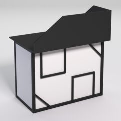 Стол для компьютера СК-32А с экраном СТРОНГ в стиле ЛОФТ декор №4, Черный и Белый