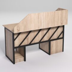 Стол для компьютера СК-33 (Левосторонний) с экраном СТРОНГ в стиле ЛОФТ декор №2, Дуб Сонома