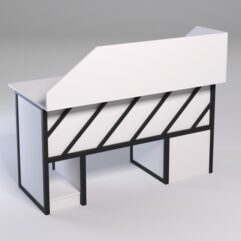 Стол для компьютера СК-33 (Левосторонний) с экраном СТРОНГ в стиле ЛОФТ декор №2, Белый