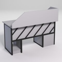 Стол для компьютера СК-33 (Левосторонний) с экраном СТРОНГ в стиле ЛОФТ декор №2, Серый