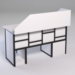 Стол для компьютера СК-33 (Левосторонний) с экраном СТРОНГ в стиле ЛОФТ декор №3, Белый