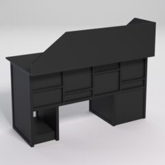 Стол для компьютера СК-33 (Левосторонний) с экраном СТРОНГ в стиле ЛОФТ декор №3, Черный