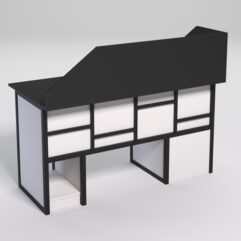 Стол для компьютера СК-33 (Левосторонний) с экраном СТРОНГ в стиле ЛОФТ декор №3, Черный и Белый