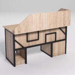 Стол для компьютера СК-33 (Левосторонний) с экраном СТРОНГ в стиле ЛОФТ декор №4, Дуб Сонома