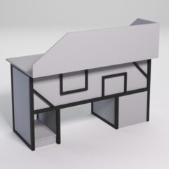 Стол для компьютера СК-33 (Левосторонний) с экраном СТРОНГ в стиле ЛОФТ декор №4, Серый