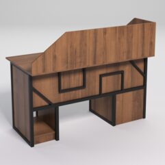 Стол для компьютера СК-33 (Левосторонний) с экраном СТРОНГ в стиле ЛОФТ декор №4, Орех