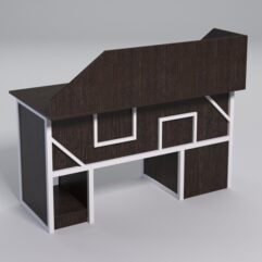 Стол для компьютера СК-33 (Левосторонний) с экраном СТРОНГ в стиле ЛОФТ декор №4, Дуб Венге + металлический каркас Белый