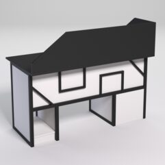 Стол для компьютера СК-33 (Левосторонний) с экраном СТРОНГ в стиле ЛОФТ декор №4, Черный и Белый