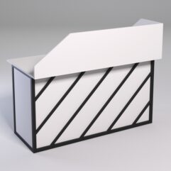 Стол для компьютера СК-33А (Левосторонний) с экраном СТРОНГ в стиле ЛОФТ декор №2, Белый