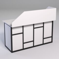 Стол для компьютера СК-33А (Левосторонний) с экраном СТРОНГ в стиле ЛОФТ декор №3, Белый