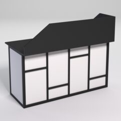 Стол для компьютера СК-33А (Левосторонний) с экраном СТРОНГ в стиле ЛОФТ декор №3, Черный и Белый