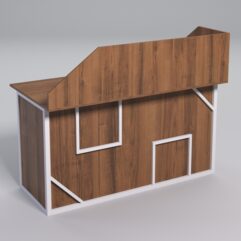 Стол для компьютера СК-33А (Левосторонний) с экраном СТРОНГ в стиле ЛОФТ декор №4, Орех + металлический каркас Белый