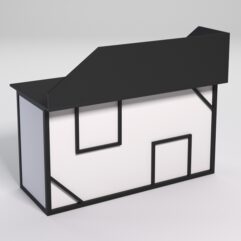 Стол для компьютера СК-33А (Левосторонний) с экраном СТРОНГ в стиле ЛОФТ декор №4, Черный и Белый