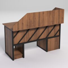 Стол для компьютера СК-34 (Правосторонний) с экраном СТРОНГ в стиле ЛОФТ декор №2, Орех