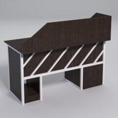 Стол для компьютера СК-34 (Правосторонний) с экраном СТРОНГ в стиле ЛОФТ декор №2, Дуб Венге + металлический каркас Белый