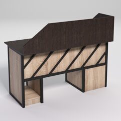 Стол для компьютера СК-34 (Правосторонний) с экраном СТРОНГ в стиле ЛОФТ декор №2, Дуб Венге и Дуб Сонома