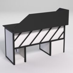 Стол для компьютера СК-34 (Правосторонний) с экраном СТРОНГ в стиле ЛОФТ декор №2, Черный и Белый