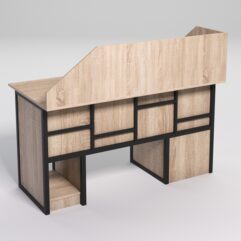 Стол для компьютера СК-34 (Правосторонний) с экраном СТРОНГ в стиле ЛОФТ декор №3, Дуб Сонома