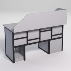 Стол для компьютера СК-34 (Правосторонний) с экраном СТРОНГ в стиле ЛОФТ декор №3, Серый