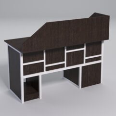 Стол для компьютера СК-34 (Правосторонний) с экраном СТРОНГ в стиле ЛОФТ декор №3, Дуб Венге + металлический каркас Белый