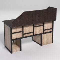 Стол для компьютера СК-34 (Правосторонний) с экраном СТРОНГ в стиле ЛОФТ декор №3, Дуб Венге и Дуб Сонома